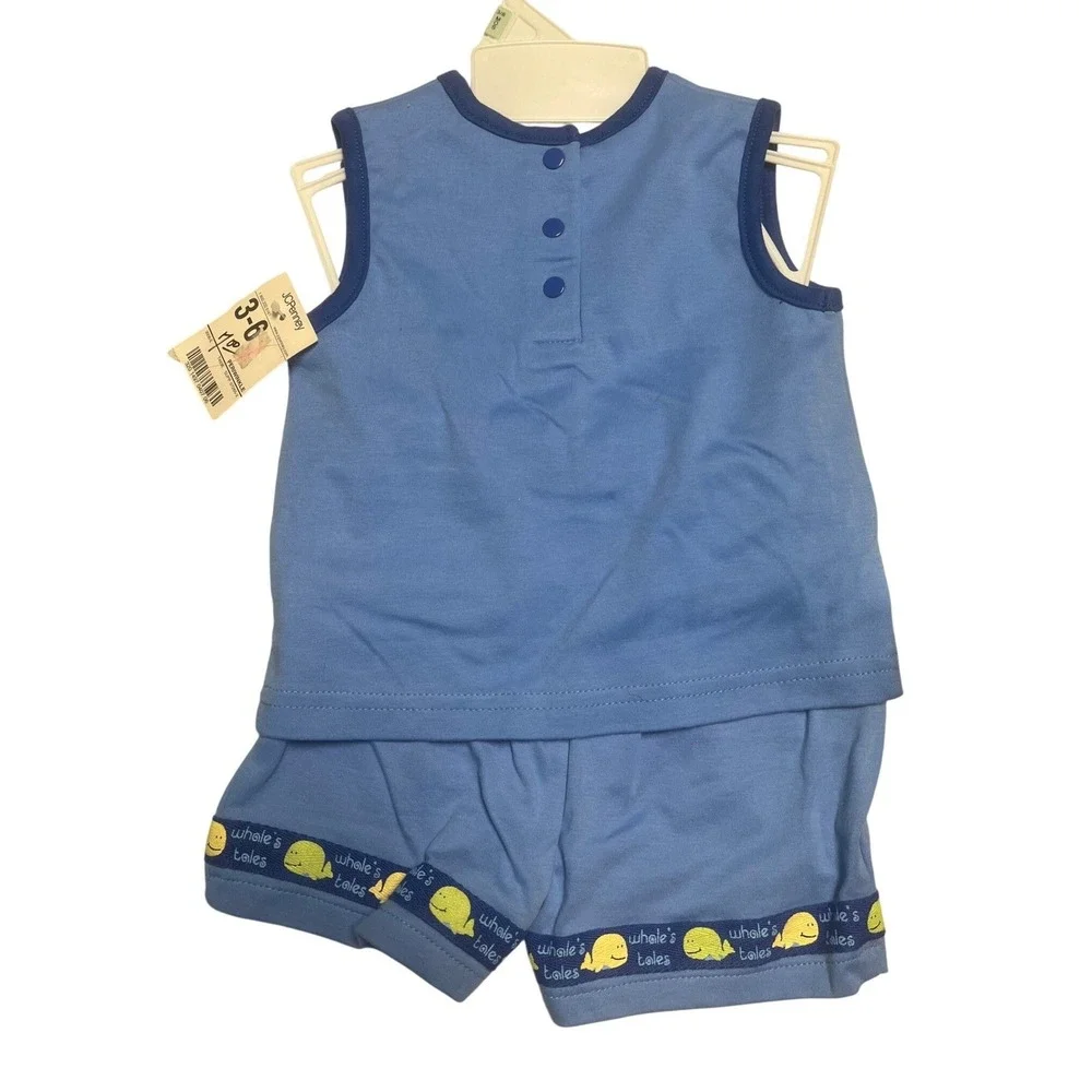 Vtg Bright Future Whales Tales Blue Whale Tank Top and Shorts Set 3-6 Months NWT